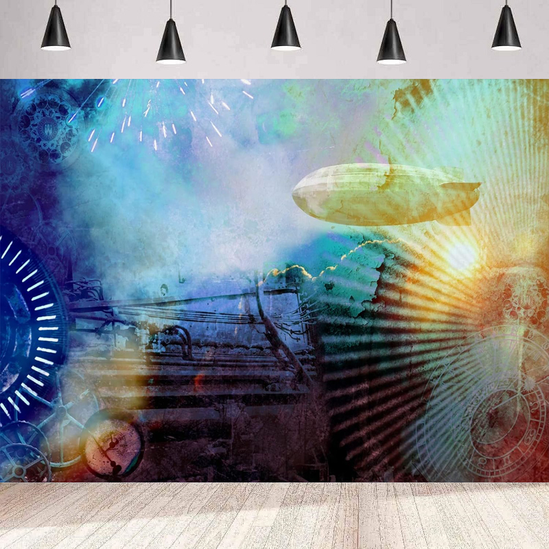 Photography Of War - Photography Backdrop Vintage Cogs Airship Clocks