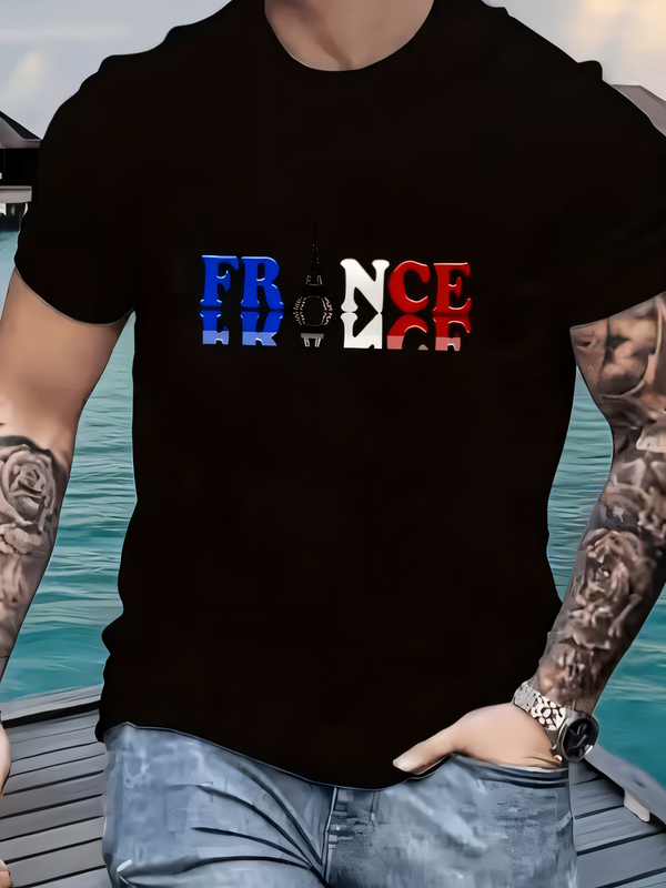 Photography Background - Men's Summer Casual France Flag Letter