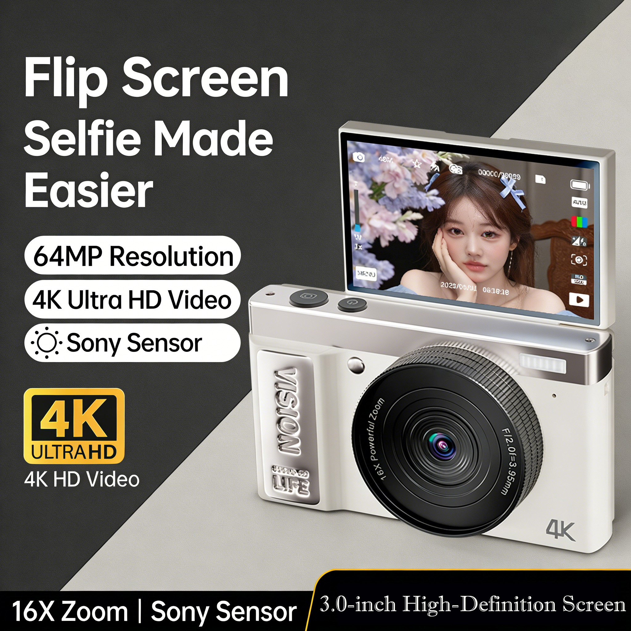 Photography Nature Images - 3.0-inch HD 180° Flip Screen Vlogging