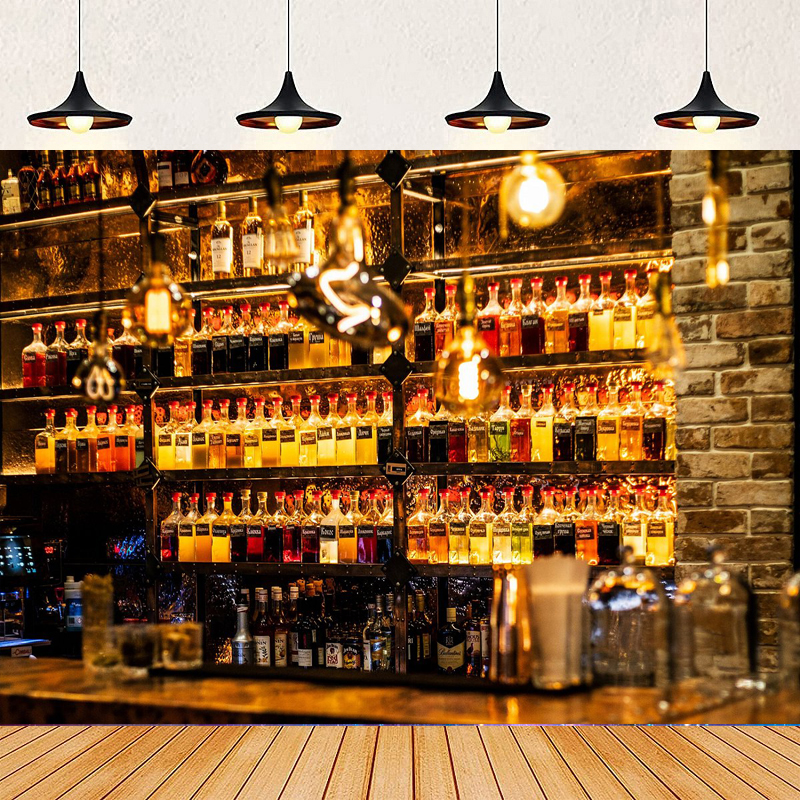 Photography Dark Cloth - Bar Wine Shelf Photography Backdrop Cafe