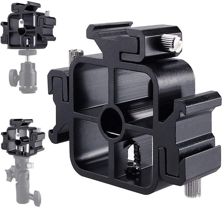 Photography Umbrella Light - 3 Triple Cold Shoe Mount Flash