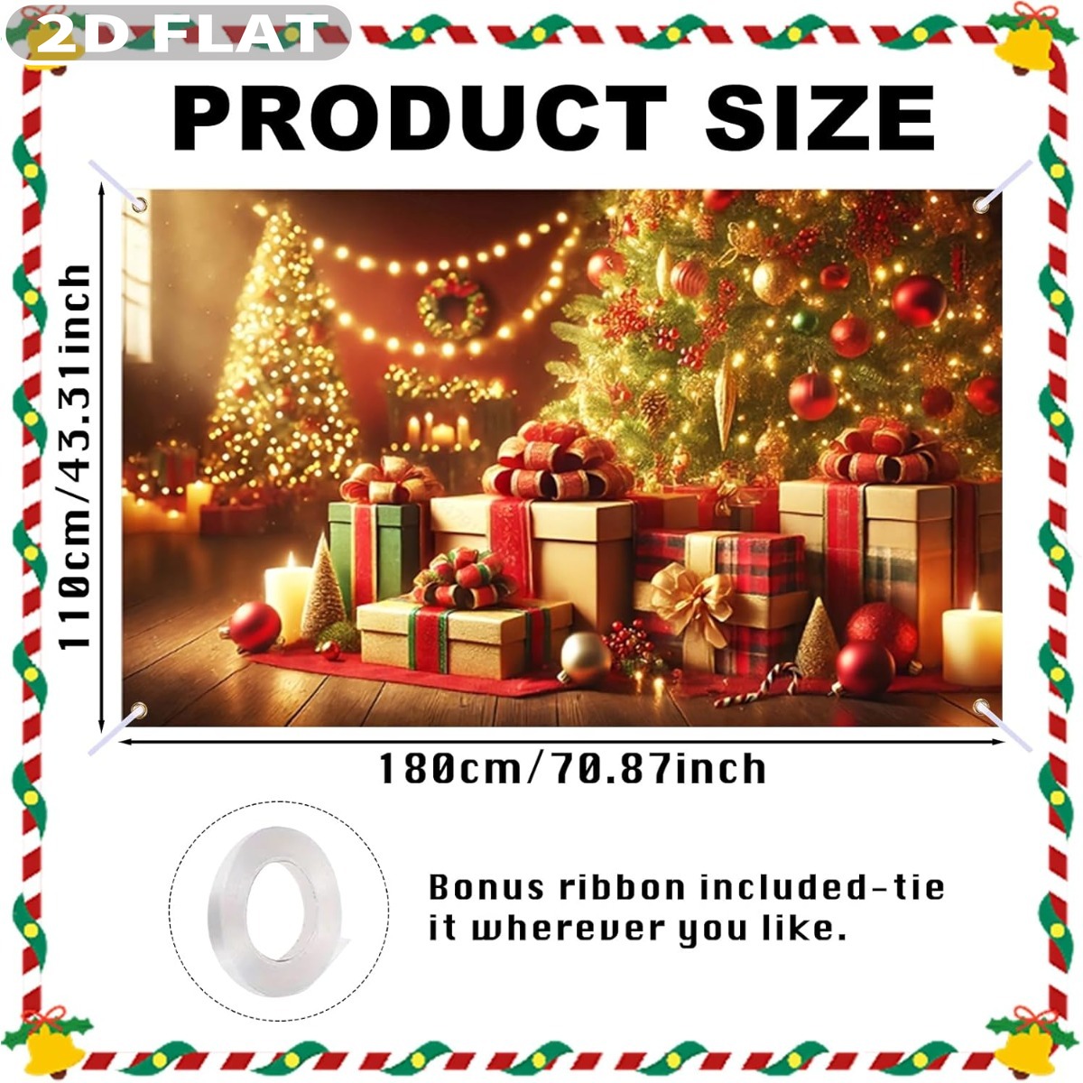 1pc Christmas Tree & Gifts Lar - Photography Background のレビューと価格