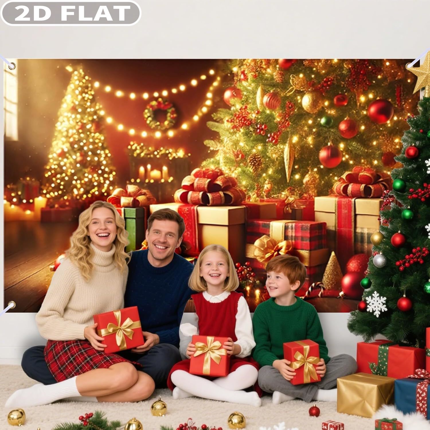 1pc Christmas Tree & Gifts Lar - Photography Background のレビューと価格