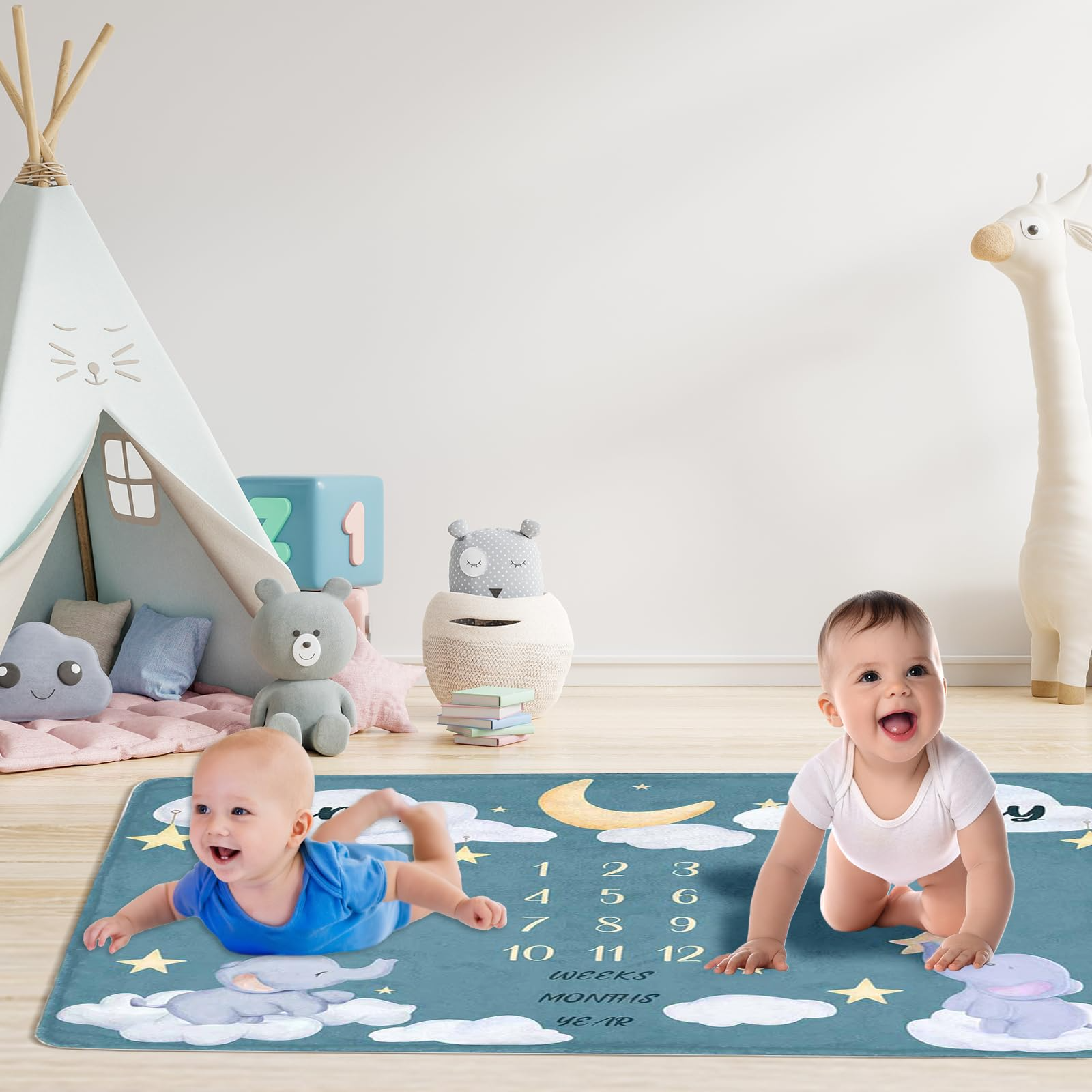 VIKAMA Twin Baby Milestone Bla - Photography Background のレビューと価格