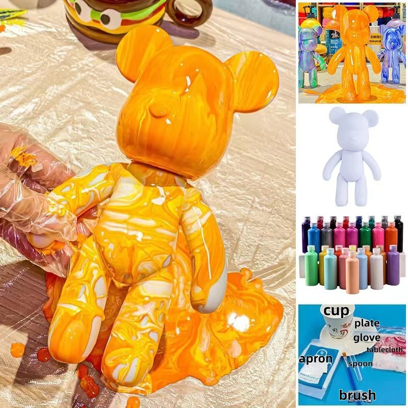 23cm DIY Paint Fluid Bear Figu - Photography Desk のレビューと価格