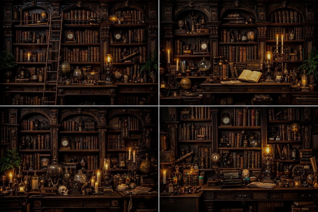 vintage library books candles  - Photography Dark Cloth のレビューと価格